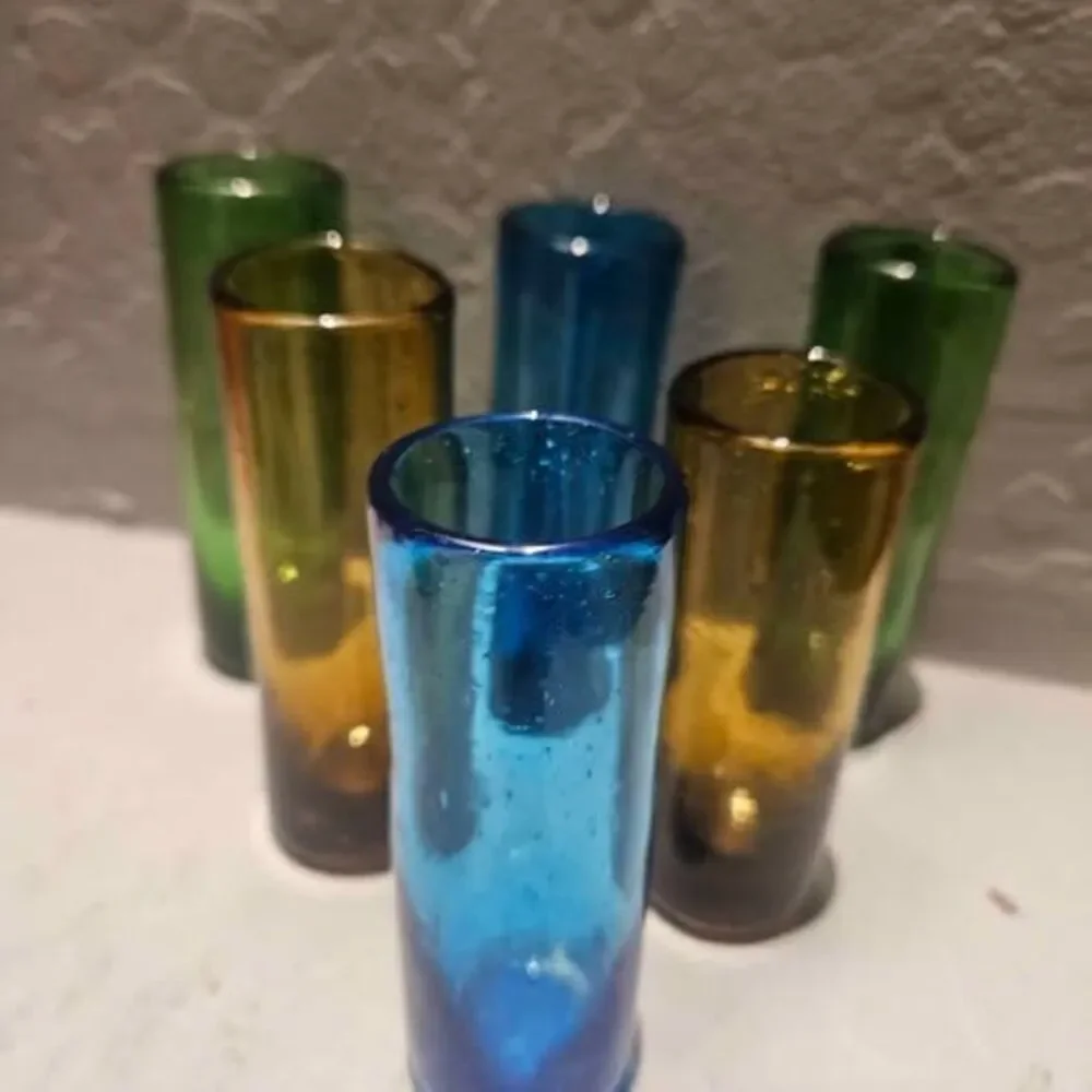 Set of 6 Handblown Mexican Shot Glasses - Picture 2 of 4